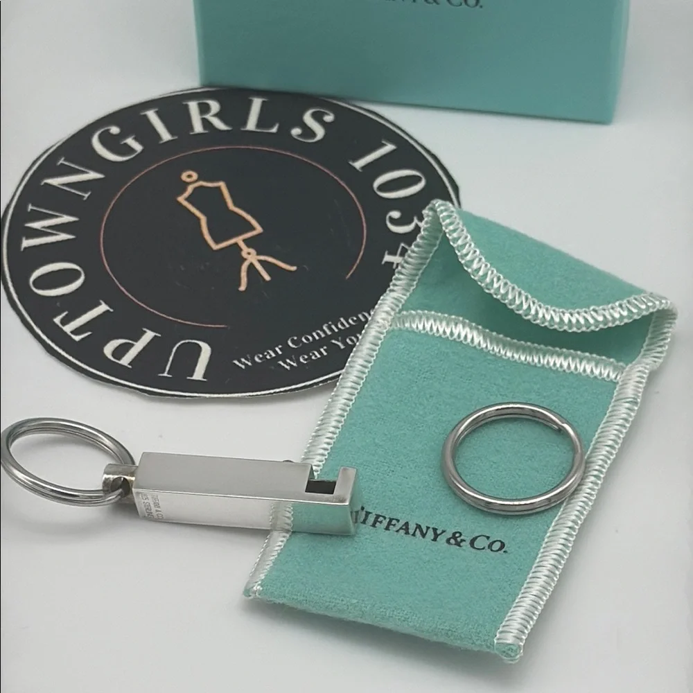 Authentic Tiffany & Co. Silver Valet Keychain with Blue Pouch & Box NWT   Unisex